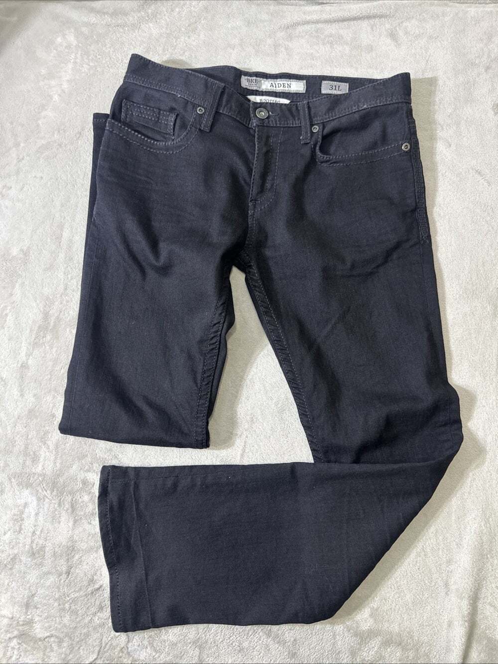 BKE Aiden Bootleg Jeans Men’s 31x33 Black Dark Wash Stretch Denim Buckle